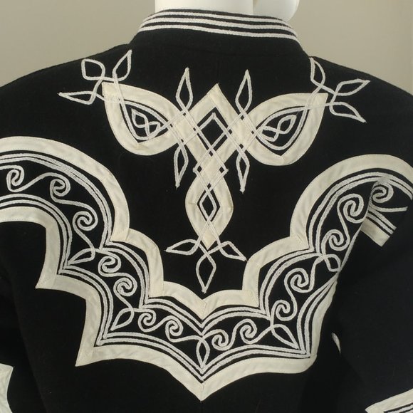 Vintage CHAQUETA Jacket 100% Wool Cropped Length/Full Sleeve Southwest Statement - Picture 4 of 5